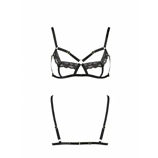 Бюстгальтер-стрепи із мереживом Solon Bra black - Passion Exclusive: трусики в комплекті 2XL/3XL - фото 5