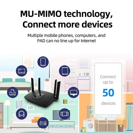 Маршрутизатор WI-FI роутер Pix-Link LV-AC06 дводіапазонний 4 антени 5 ГГц Black (17611) - фото 3