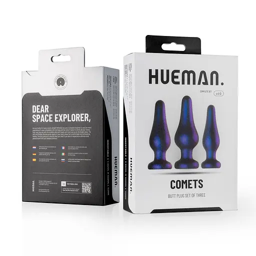 Набор анальных пробок Hueman Comets Butt Plug Set 3 шт. (фиолетовый) - фото 7