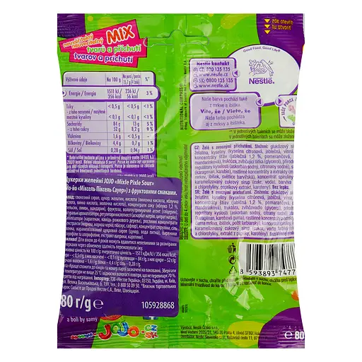 Цукерки желейні JOJO Mixle Pixle Sour з фруктовими смаками 80 г - фото 2