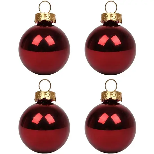 Набір новорічних куль Yes! Fun пластик 8 см 4 шт. бордо глянець (975101)