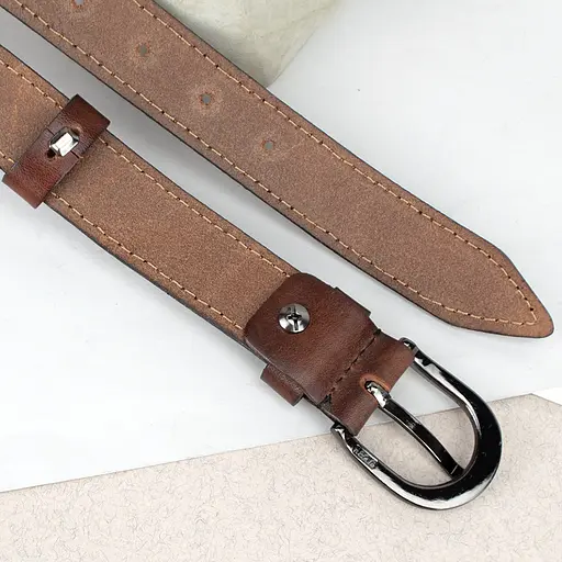 Ремень женский кожаный с цветами SF-255 коричневый (125 см) - фото 5