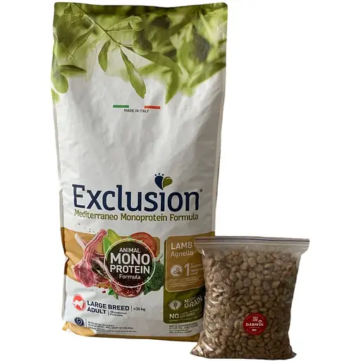 Корм Exclusion Adult Lamb Large Breed для дорослих собак великих порід з ягням 1кг (на вагу) - фото 1