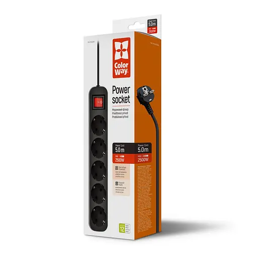Мережевий фільтр ColorWay 5 розеток 5 м Black (CW-PSEA55BK) - фото 8