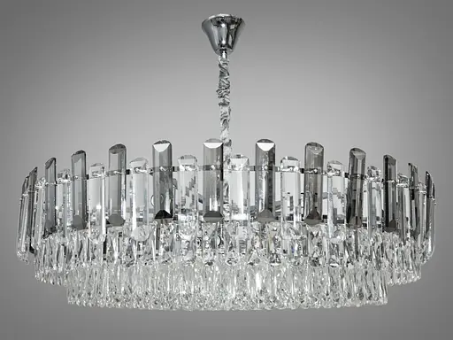 Шикарна кругла кришталева люстра на 18 ламп, срібного кольору - фото 1