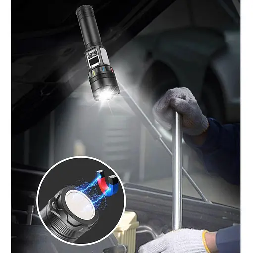 Мощный ручной фонарь COBRA CB-A282-TG с аккумулятором и COB подсветкой - фото 8