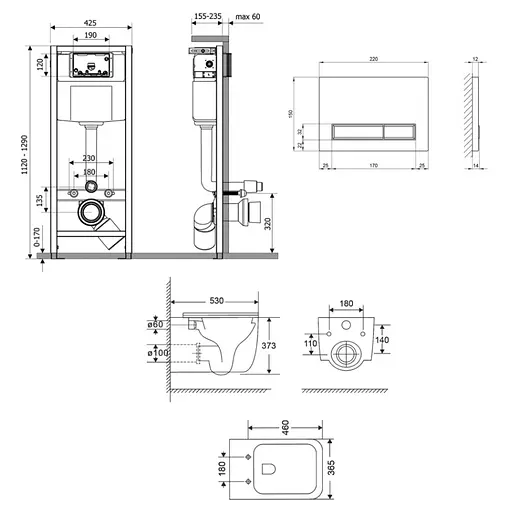 Набір Q-tap Nest 4 в 1 підвісний унітаз Gemini Ultra Quiet 530х365х373 + комплект інсталяції QT2533076EUQW46157 - фото 2