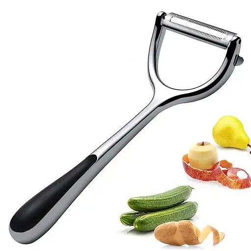 Ніж економка овочечистка для тонкого чищення овочів та фруктів з ультрагострим лезом та ергономічною ручкою, Kitchen Master Сріблястий 87300 - фото 6