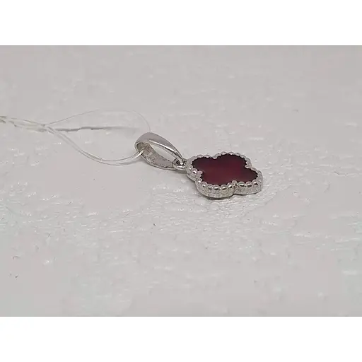 Срібна підвіска Qvaliz Клевер з емаллю. 903-01002 Червоний - фото 3