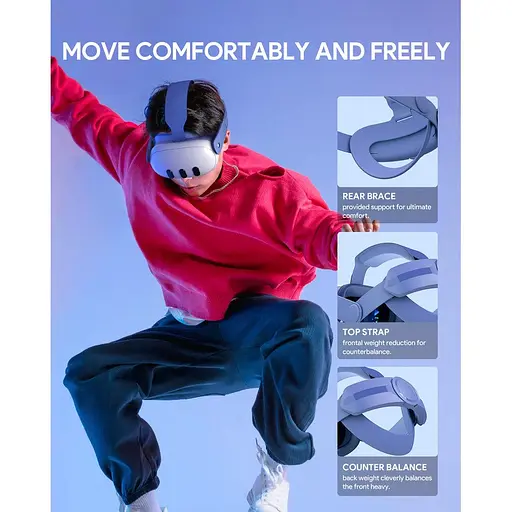 Крепление на голову Aubika Color Head Strap для Meta Quest 3/3S Blue 899-00630-01 (140185) - фото 6