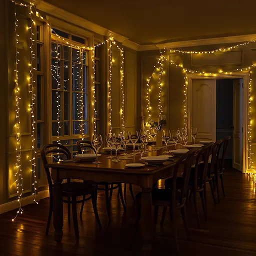 Новорічна гірлянда кімнатна нитка GarlandoPro 16 м 160 LED чорний провід Жовте світло W160LED16MBY - фото 3