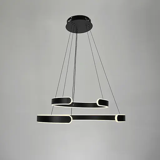 Подвесная люстра в черном двухъярусном корпусе 40+60 см Line F | Ст. 311C-600+400 BK - фото 3