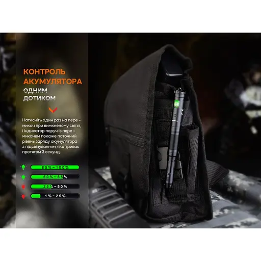 Fenix ​​T6 тактическая ручка с фонариком черная - фото 9