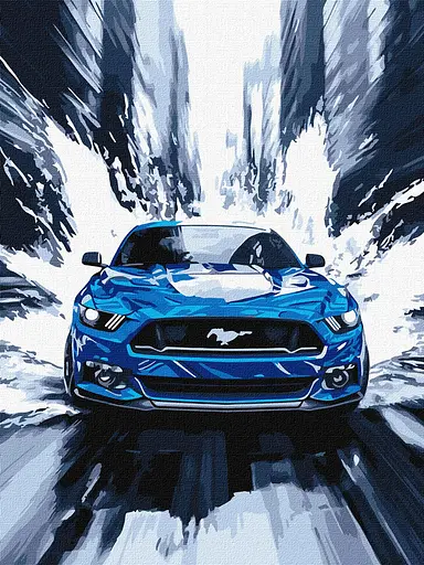 Набор для росписи по номерам Синий мустанг, Ideyka, 30x40 см, КНО5159