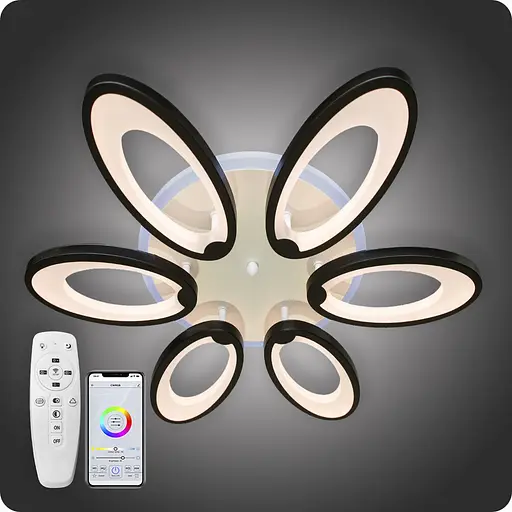 Люстра світлодіодна 517 Dlight 3color з пультом 100Вт Чорний (01525) - фото 1