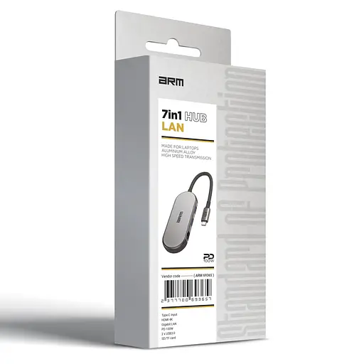 Хаб USB-C ArmorStandart Type-C to HD4K+LAN+PD+2USB+TF/SDcard Grey (ARM69365) - фото 4