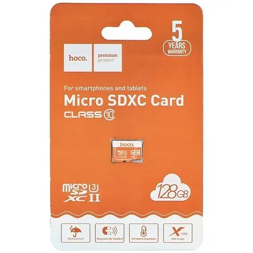Карта памяти Hoco microSDXC Class 10 – 128GB без адаптера Orange - фото 2