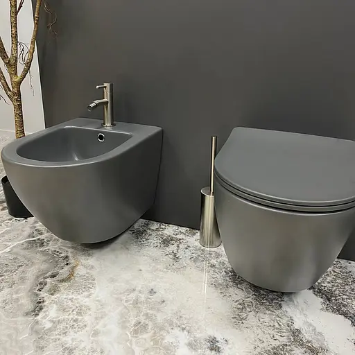 Подвесной унитаз VBI Vulcano grey matt VBI-020410, Серый - фото 6