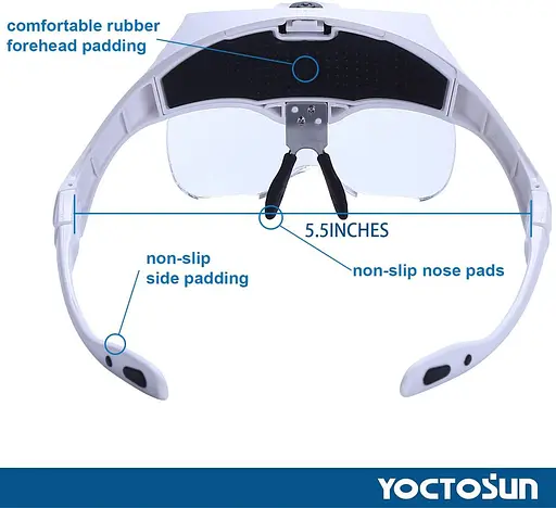 Світлодіодна лупа YOCTOSUN, збільшувальні окуляри з оголов'ям Hands Free і 2 світлодіодами - фото 5