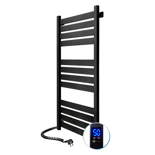 Электрический полотенцесушитель Navin Largo 500x1200 Sensor левосторонний с таймером, черный муар 12-244153-5012, Черный матовый, Левое, Электронный - фото 1