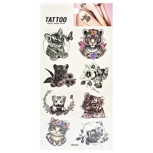 Временная татуировка Игривые тигрята Tattoo 1020-HM1602