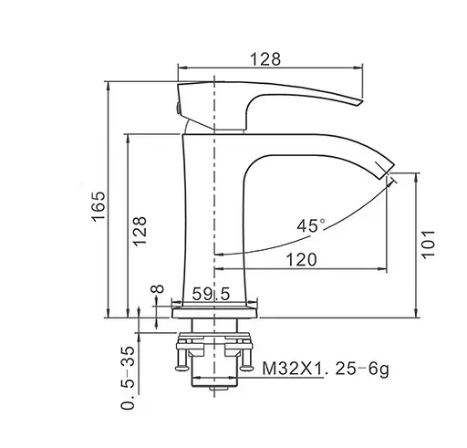 G1007-6 Змішувач для умивальника одноричажний плоский аератор латунний корпус гайка Ø35 чорний Gappo 1/8 Чорний матовий - фото 4