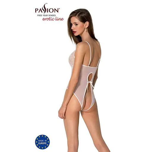 Боди с ажурным декором и открытым шагом Passion Ursula Body white L/XL - фото 2