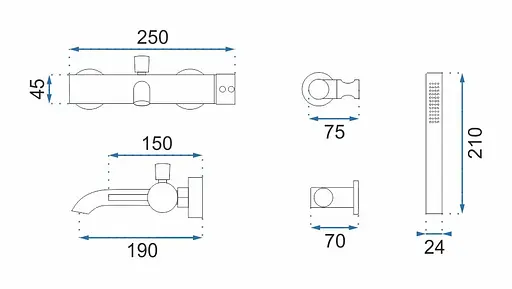 Змішувач для ванни і душа Rea Lungo Chrome REA-B6641 Хром - фото 6