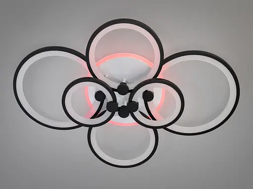 Світлодіодна люстра смарт світильник з пультом, дімером, 135W, чорний - фото 3