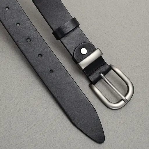 Ремень кожаный женский батальный HC-3092 черный с серебристой пряжкой (145 см) - фото 4