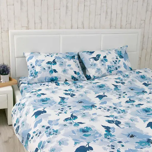 Комплект постельного белья Руно евро "Blue flowers" бязь 845.114_Blue flowers