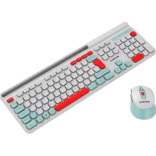Комплект (клавиатура и мышь) CANYON HSET-W5 EN AAA+AA Wireless White - фото 4