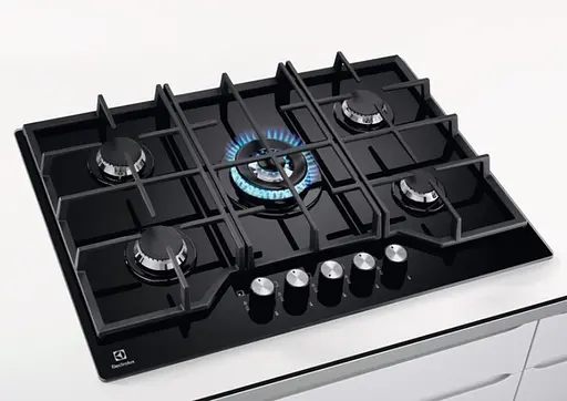 Варочная поверхность газовая на стекле Electrolux 75 см чугун черный - фото 2