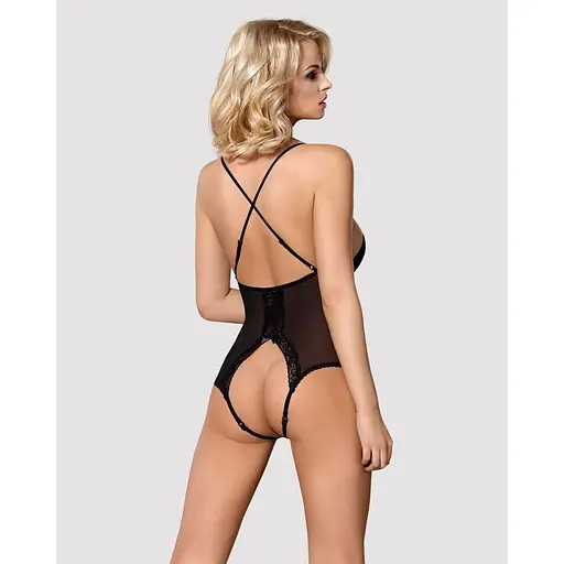 Сетчатый боди с открытыми ягодицами Obsessive 841-TED-1 teddy S/M, черный - фото 6