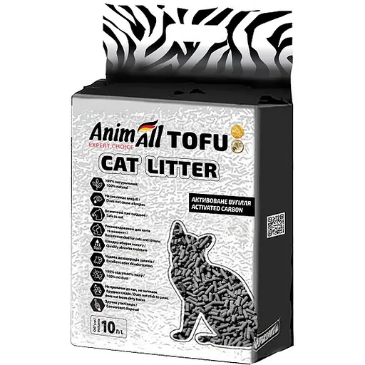 Уцінка. Наповнювач для котячих туалетів AnimAll Тоффу з активованим вугіллям 4.66 кг