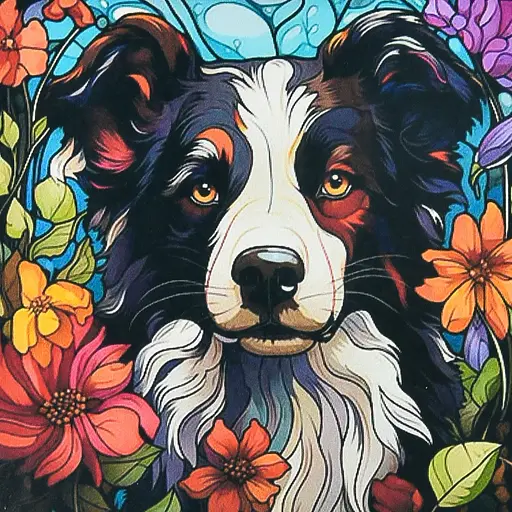 Алмазная мозаика Strateg ПРЕМИУМ Собака в свете цветов размером 30х30 см не полная выкладка (DEEX16290) - фото 1