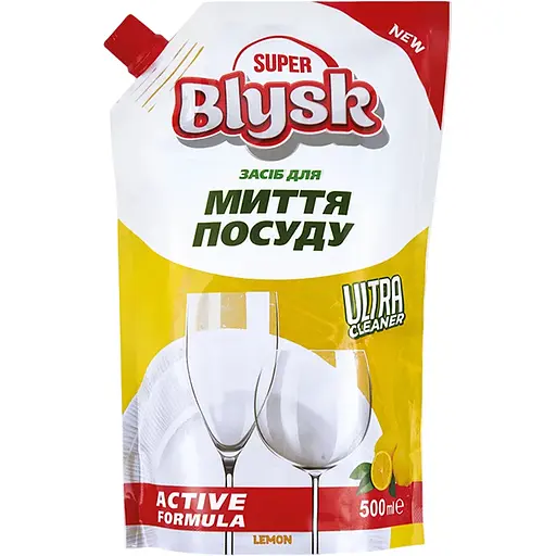 Засіб для миття посуду Super Blysk лимон дой-пак 500 мл