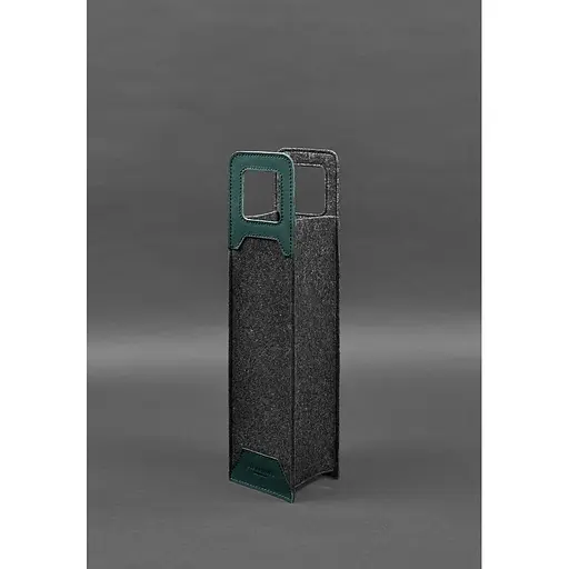 Чехол для вина BlankNote Краст 1.0 из фетра с кожаными вставками зеленый - фото 5