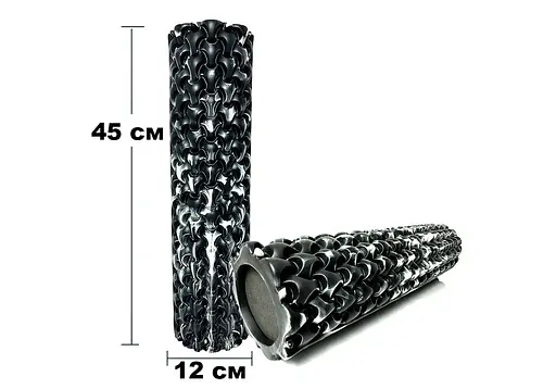 Массажный ролик EasyFit Plexus 45 см Черный-белый (EF-3341-3-BW) - фото 3
