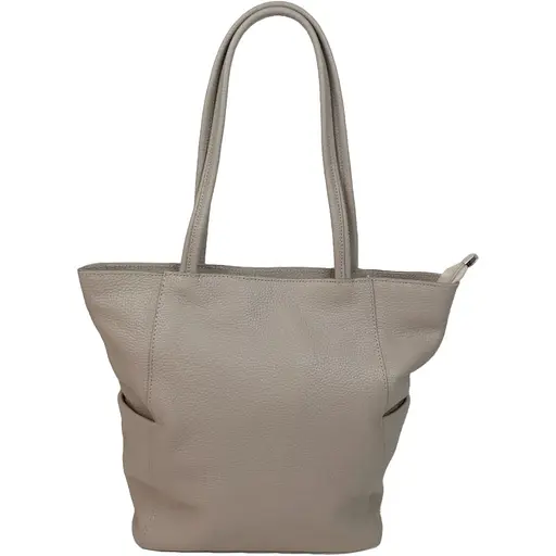 Женская кожаная сумка на двух ручках Borsacomoda бежевая sum0028740 - фото 1