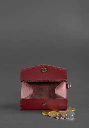 Женская кожаная монетница с клапаном 1.0 бордовая. - фото 3