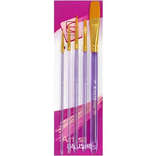 Набор кистей 7013 синтетика круглаг/плоская 3/2шт Kolos