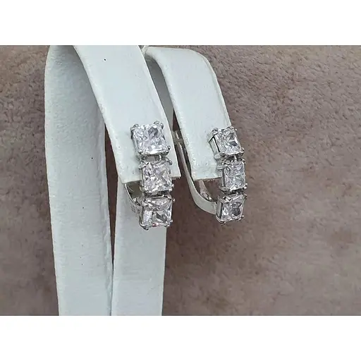 Серебряные серьги Агни ТРИО с фианитами. 2973/9Р-CZ - фото 3