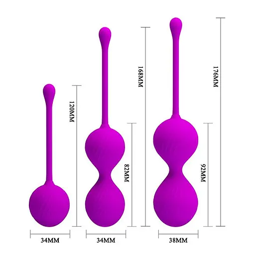 Набор вагинальных шариков Pretty Love Kegel Balls, 3 шт., фиолетовый - фото 6