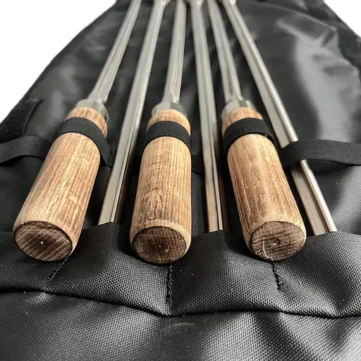 Набір професійних шампурів D14 з дерев'яними ручками в чохлі 6 шт - фото 2