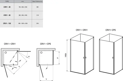 Душевая кабина Ravak Chrome CRV1 + CRV1 80 см сатин+прозрачный 1QV40U0 1Z1 - фото 4