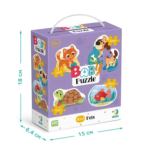 Дитячий пазл 4 в 1 "Baby puzzle. Домашні тварини" DoDo Toys 300688 набір 4 в 1 - фото 5