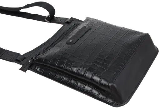 Мужская кожаная наплечная сумка под крокодила черная Mykhail Ikhtyar sum0028768 - фото 6
