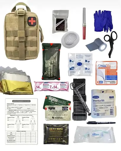 Аптечка укомплектованная №3 в подсумке с быстрым сбросом - фото 1