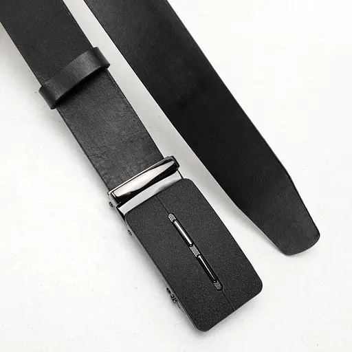 Ремень кожаный мужской черный на автомате SF-3416 (130 см) - фото 4